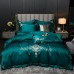 Luxury washed satin silk four-piece set 120  light luxury embroidered jacquard bedding sheet 220*240 Wedding bedding set